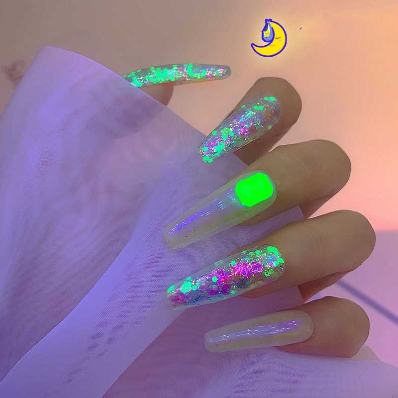 Holographic Luminous Nail Glitter Flake Set