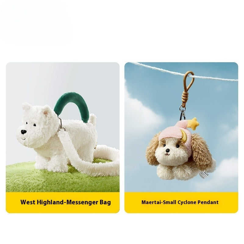Cute West Highland White Terrier Plush Keychain Doll