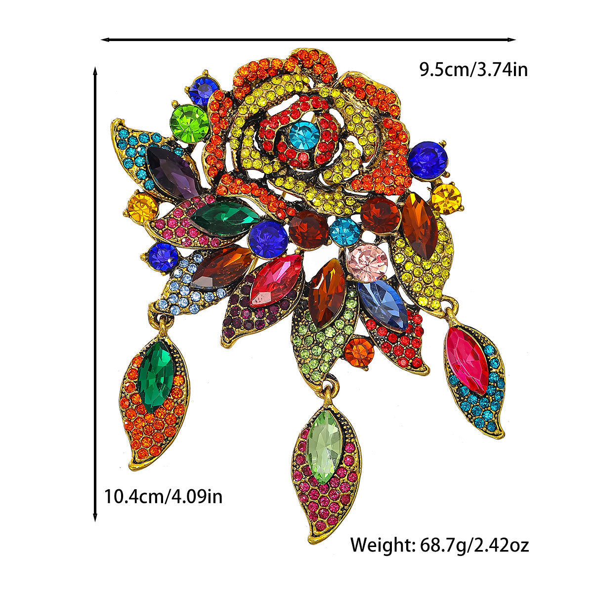 High-End Luxury Retro Exaggerated Rose Brooch