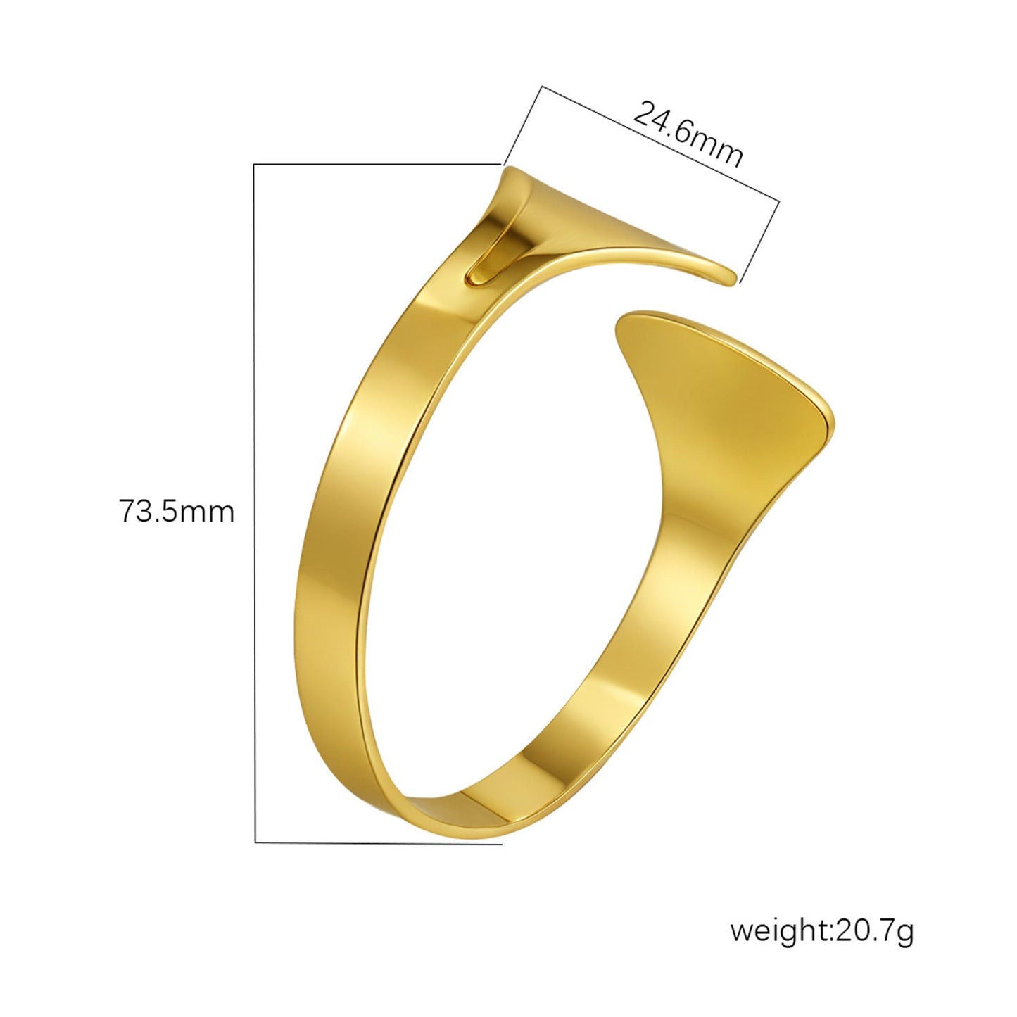 Chic Women's Open-End Stainless Steel C-Shaped Cuff Bracelet