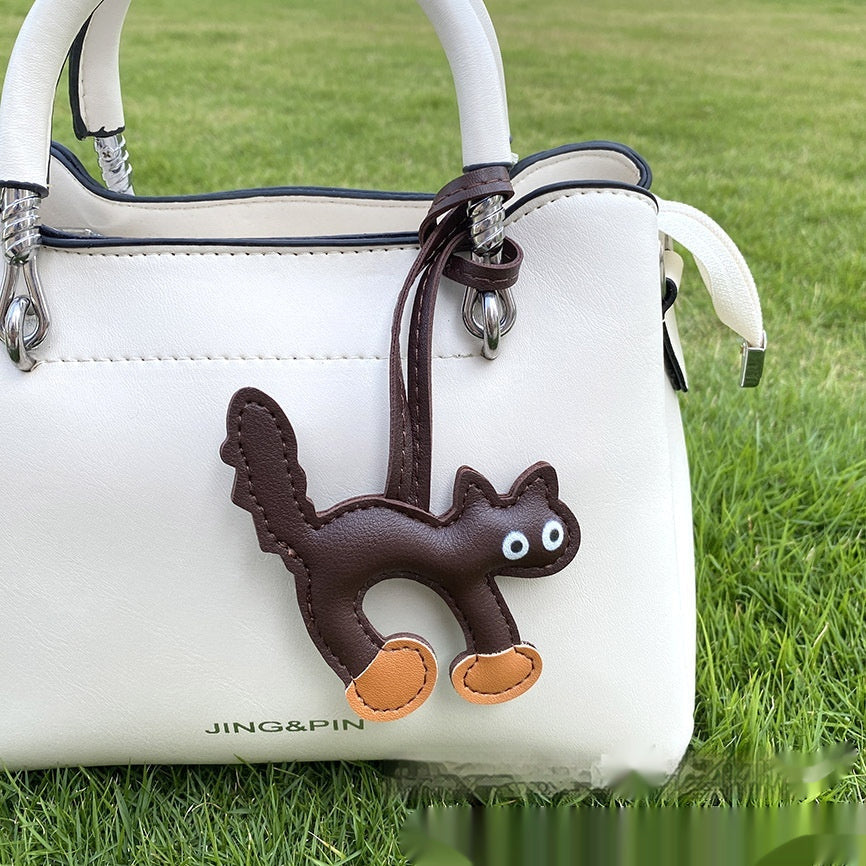 Cute Women's Mini Leather Cat Handbag/Purse Pendant