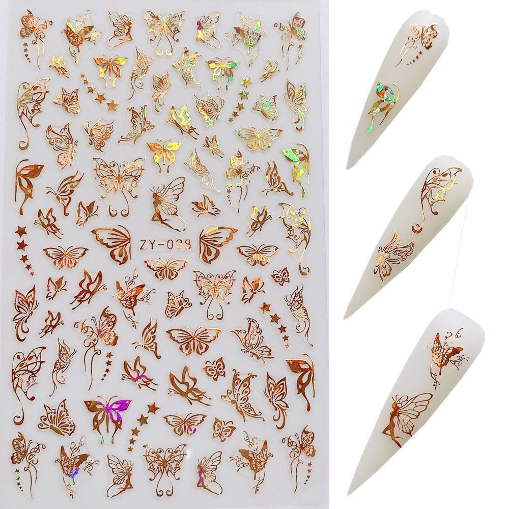 Shimmering Bronzed Butterfly Nail Decals