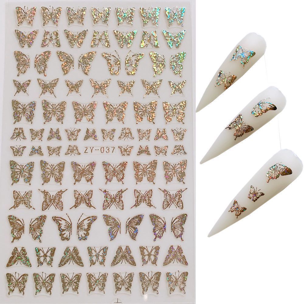 Shimmering Bronzed Butterfly Nail Decals