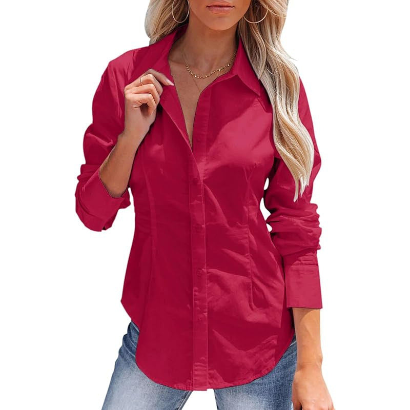 Pure Color Office Temperament Shirt Top