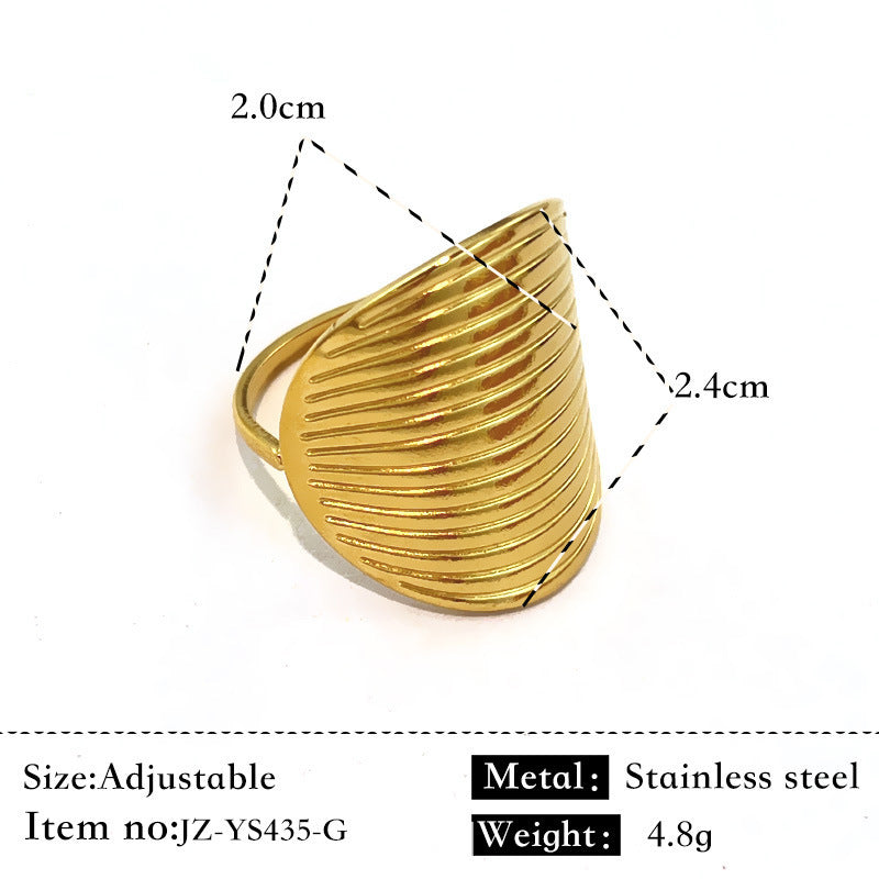 Simple Glossy Stainless Steel 18K Gold Plated Ring