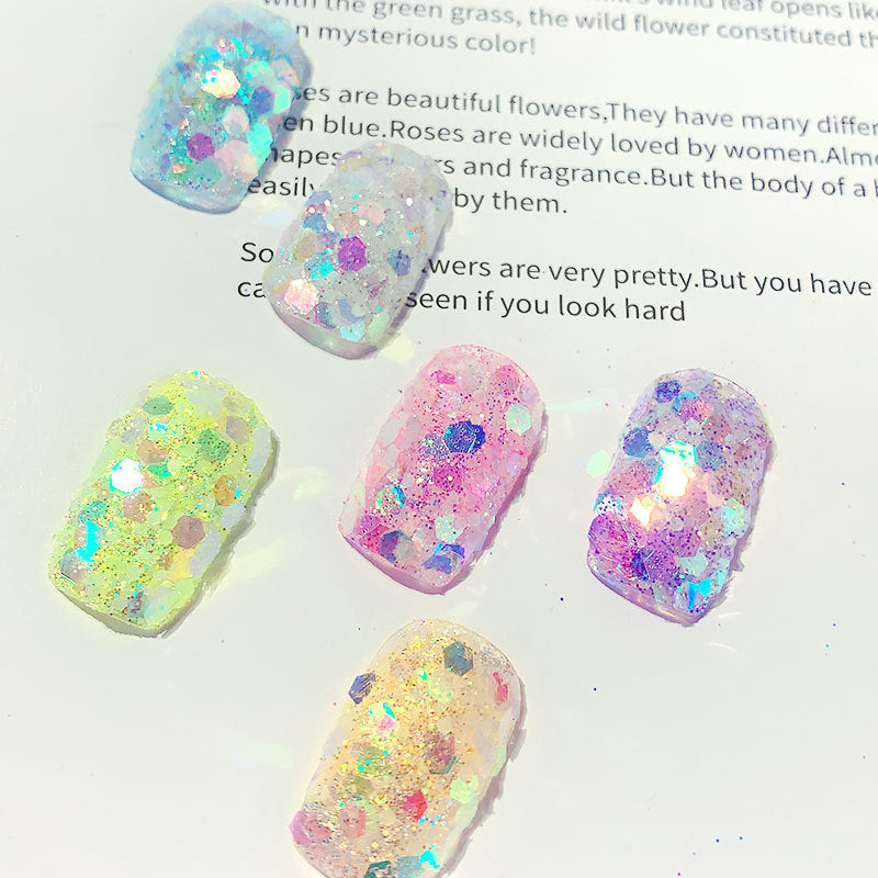 Holographic Luminous Nail Glitter Flake Set