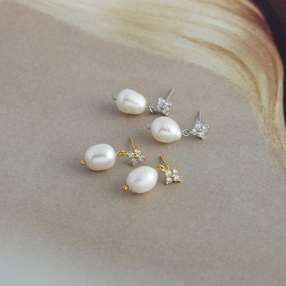 High-Grade S925 Silver Zircon Stud Earrings