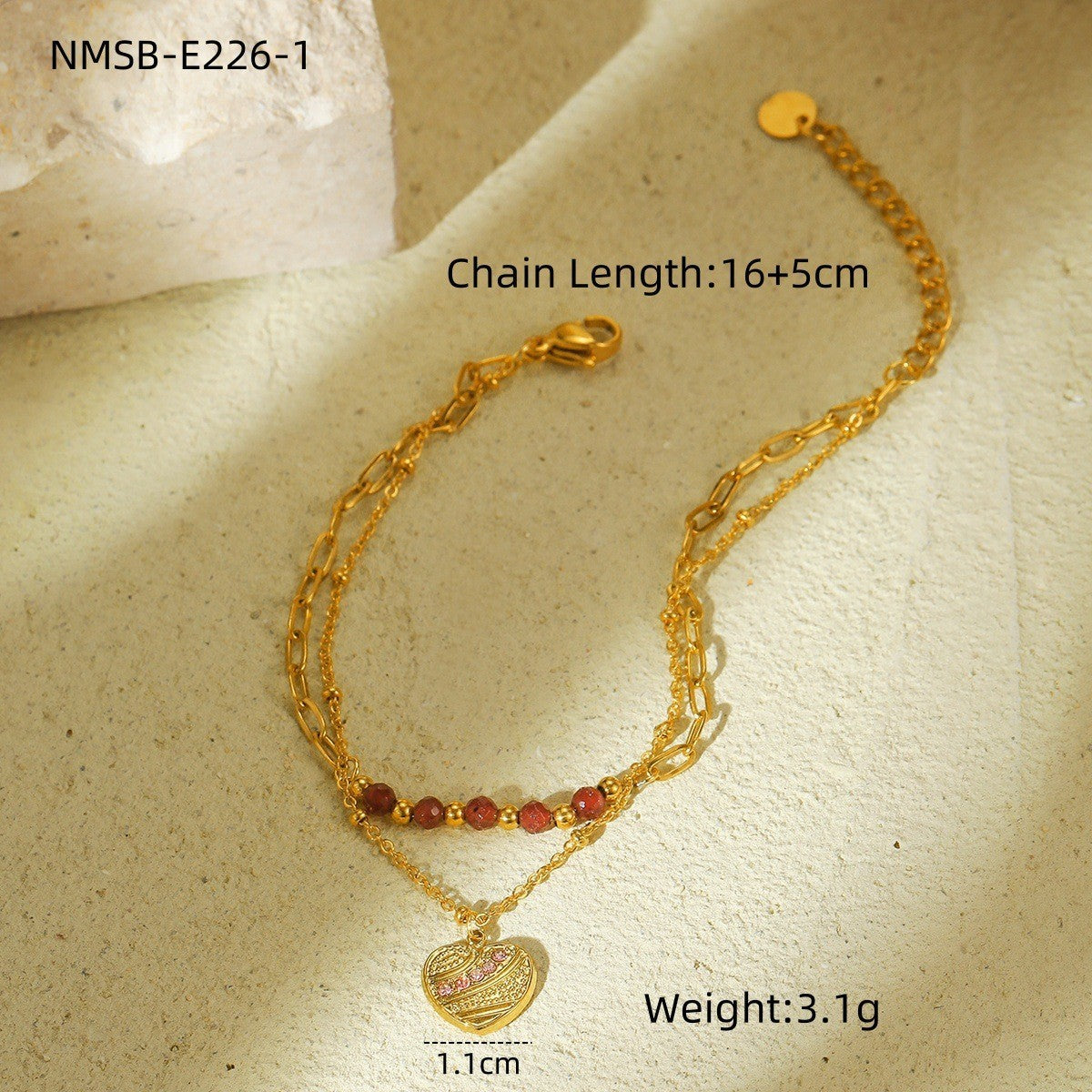 Durable Niche Ins Stainless Steel Natural Stone/Pearl Bangle