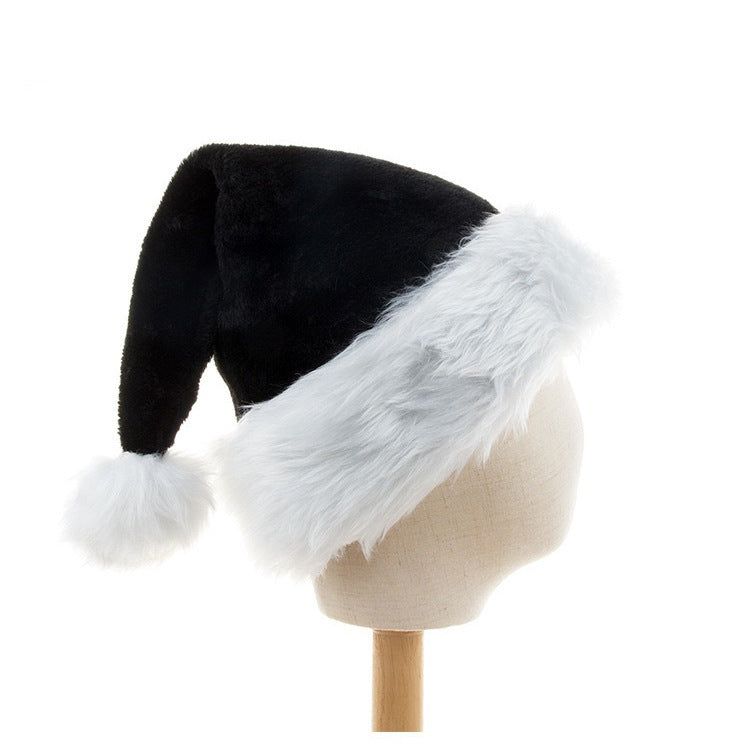 Halloween & Christmas Black Plush Santa Hat